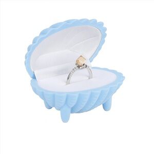 Flannel Ring Shell Jewelry Box Baby Blue